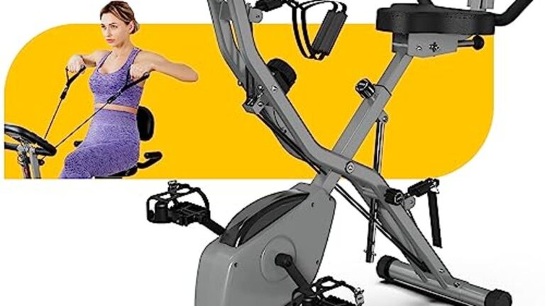 KURONO Stationary Exercise Bike for Home Workout | 4 IN 1 Foldable Indoor Cycling Bike for Seniors
